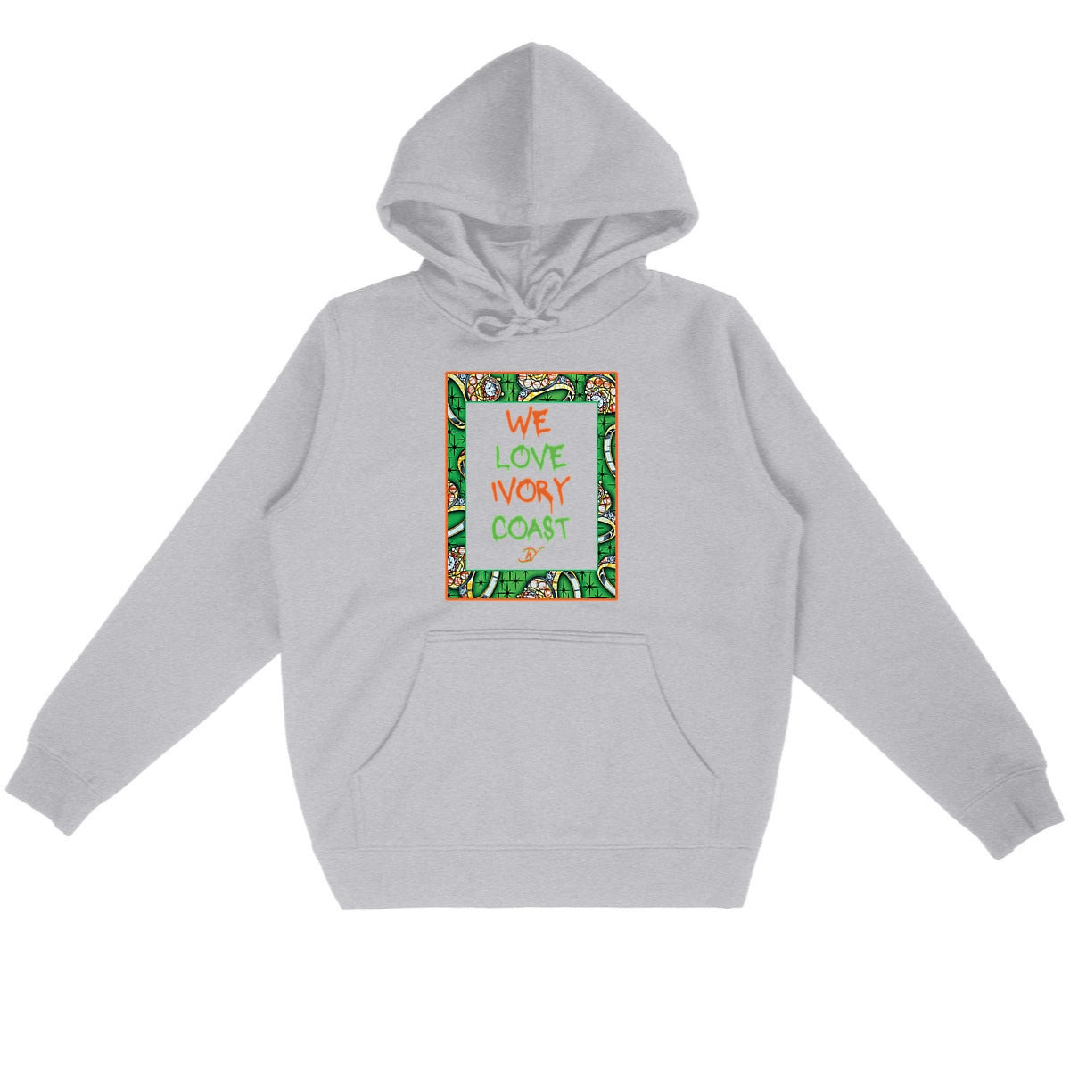 Sweat à capuche Gris Unisexe - DJÊKOO WAX - Ivory Coast