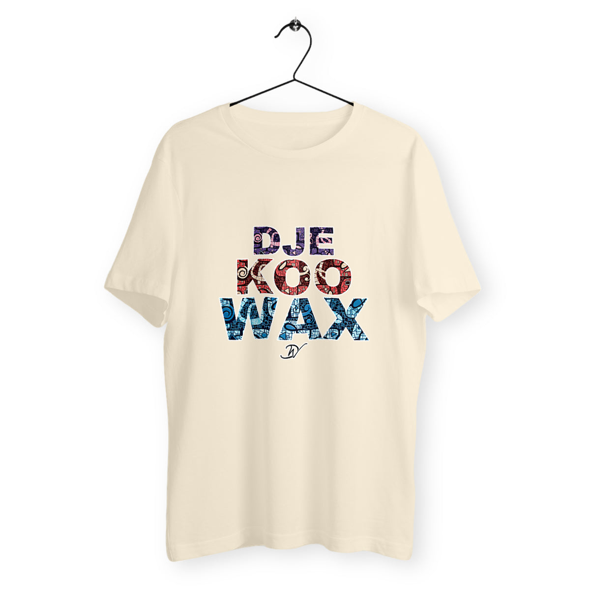 T-Shirt beige unisexe 100% coton biologique avec imprimé Waxprint