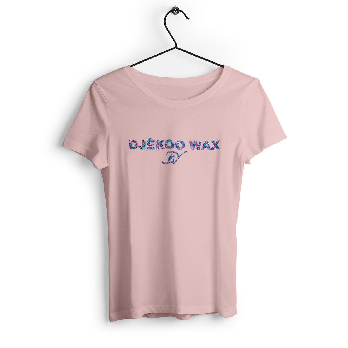 T-shirt Rose 100% coton biologique avec un motif wax "fleurs de mariage" rose et bleu