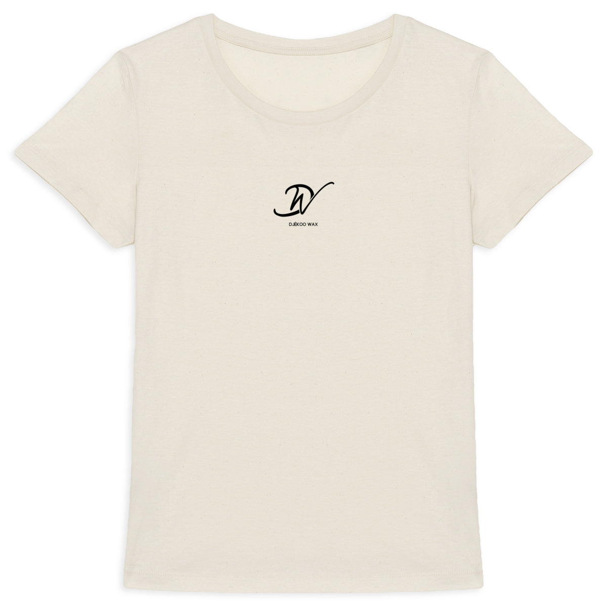 T-shirt femme coloris naturel en coton bio avec logo Djêkoo Wax