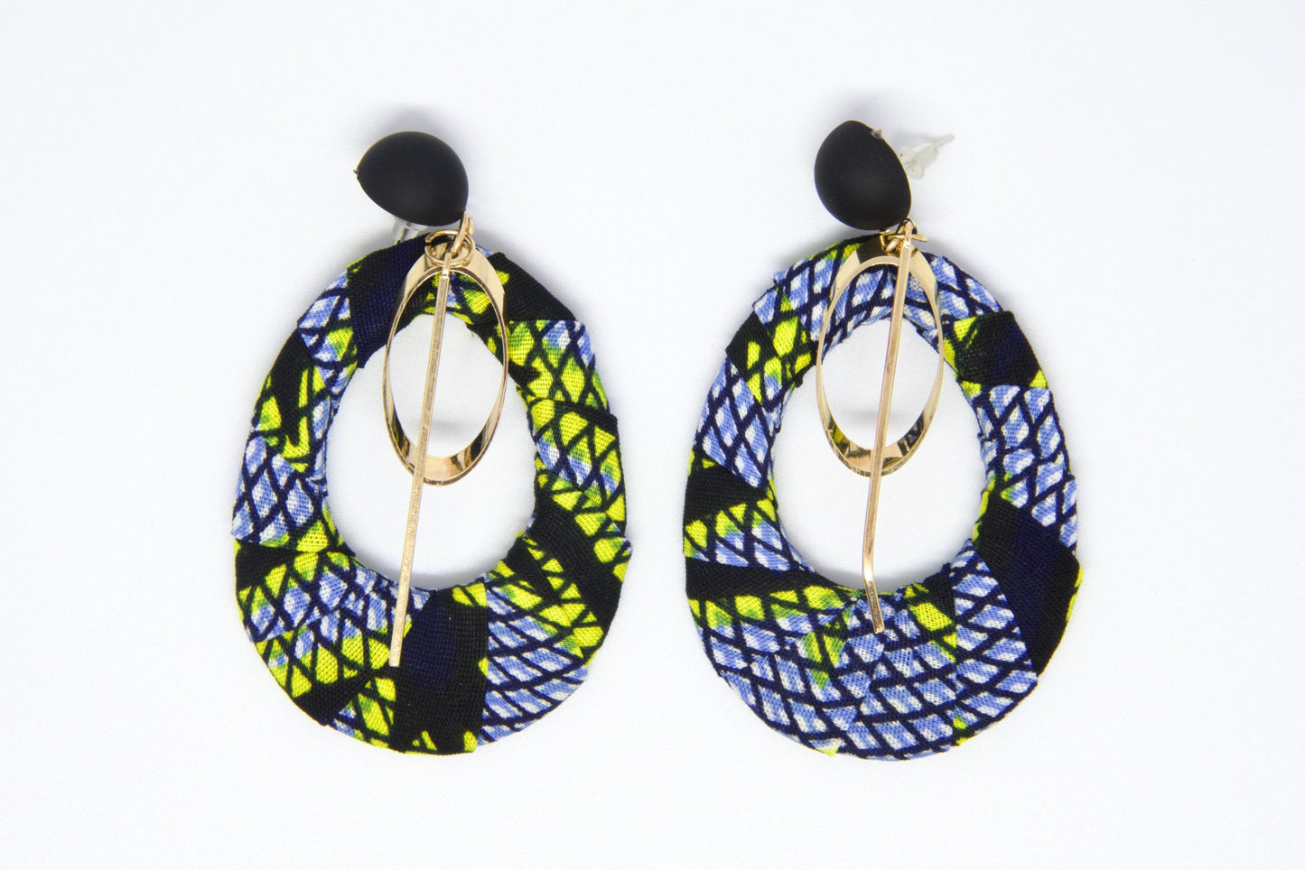 Boucles d'oreilles en tissu wax - Fabrication artisanale - djekoowax.com