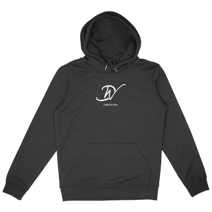 Sweat à capuche Bio haut de gamme coupe mixte Noir avec logo Blanc Djêkoo Wax, Hoodies organic unisex Black