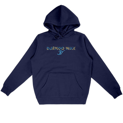 Sweat à capuche BIO Unisexe Bleu Marine - DJÊKOO WAX - motif tissu wax. Hoodie Organic unisex Navy