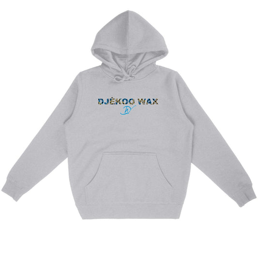 Sweat à capuche BIO Unisexe Gris - DJÊKOO WAX - motif tissu wax. Hoodie Organic unisex Grey