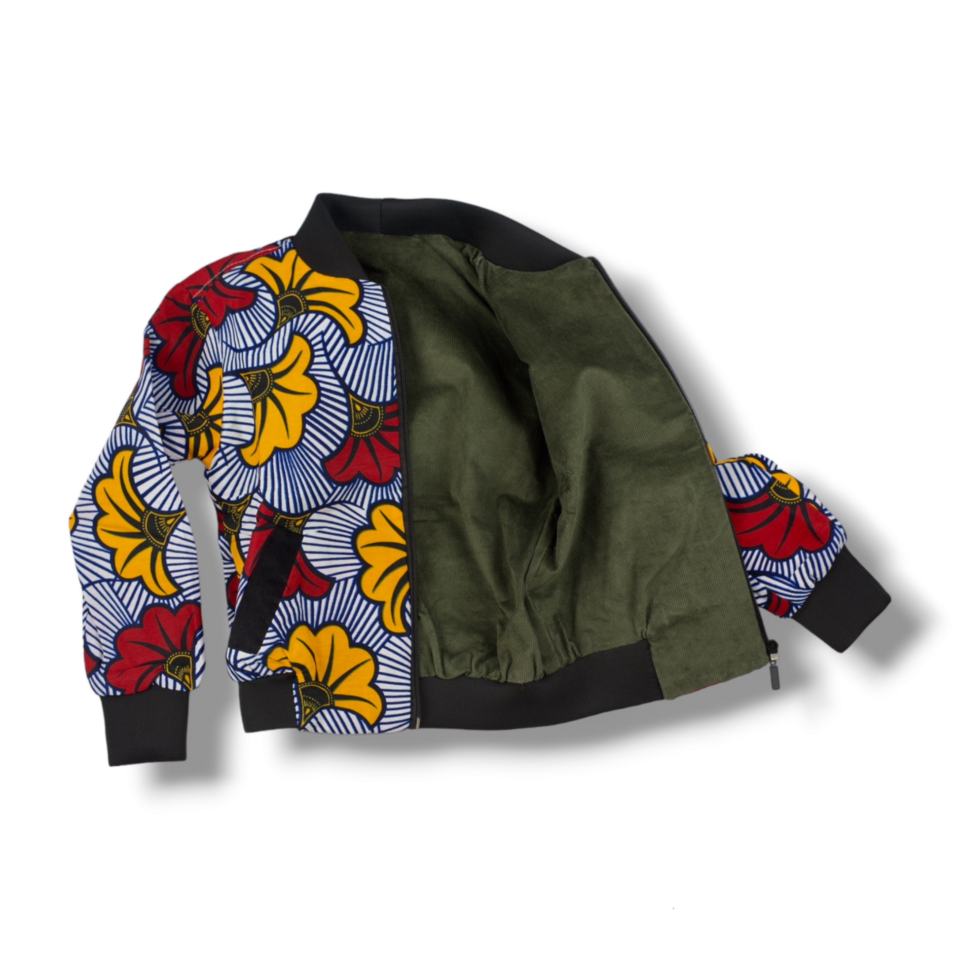 Veste Bombers pour enfants ,fait main en coton tissu wax au motif fleurs de mariage