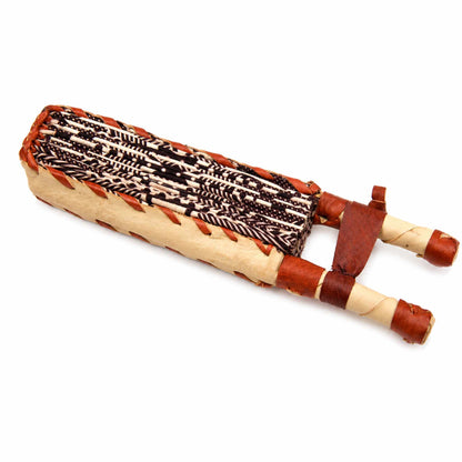 Éventail africain artisanal en wax marron et beige