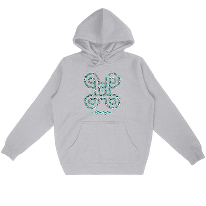 Sweat à capuche unisexe Adinkra Mpatapo en coton bio coloris gris - Djêkoo Wax
