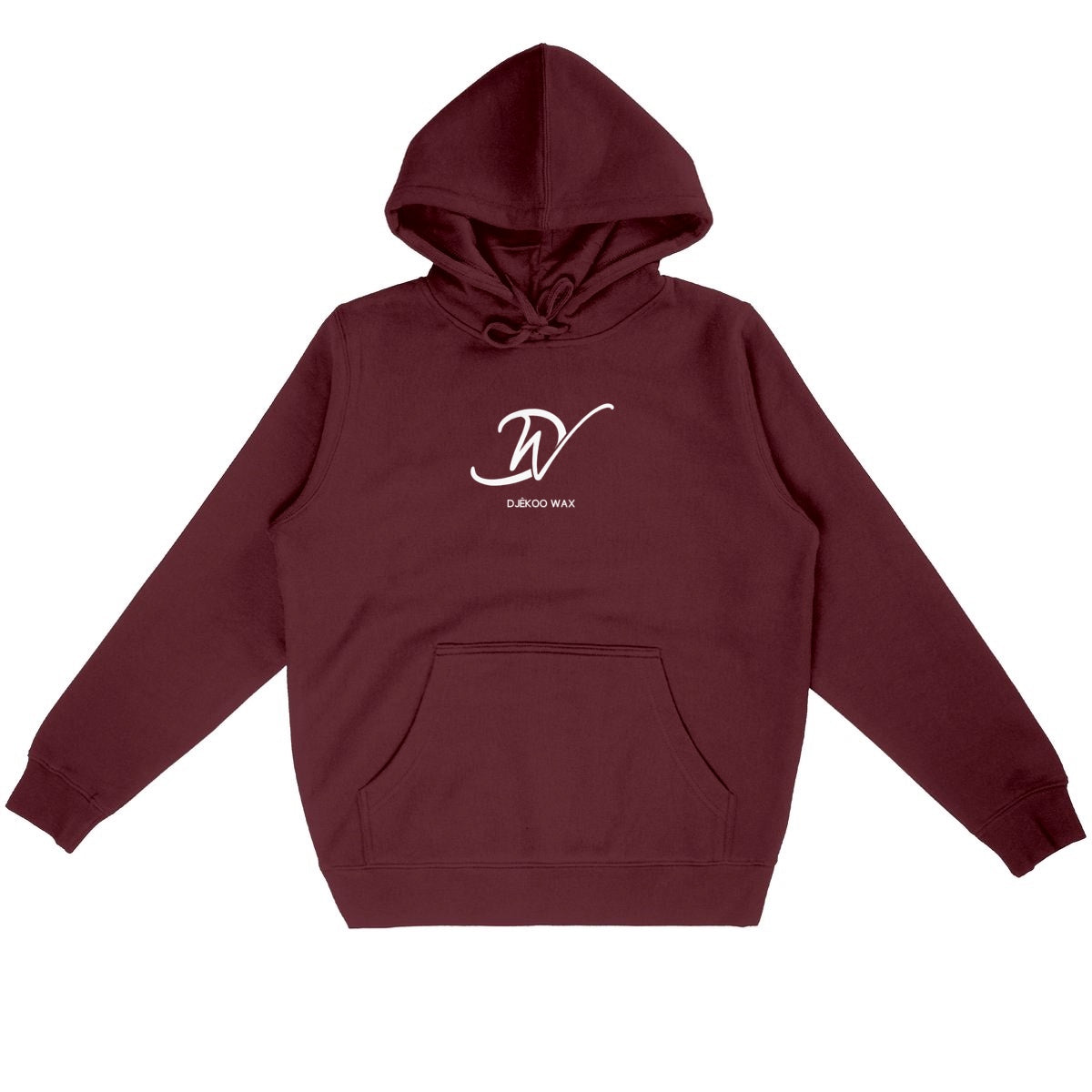 Sweat à capuche unisexe bordeaux en coton bio avec logo Djêkoo Wax