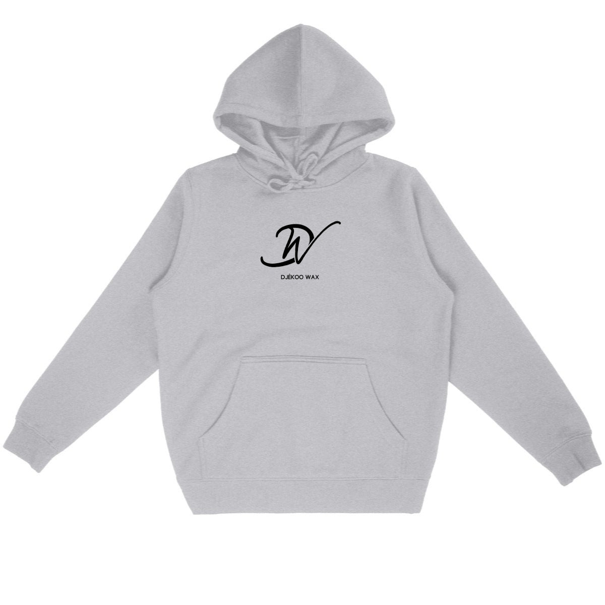 Sweat à capuche unisexe gris en coton bio avec logo Djêkoo Wax