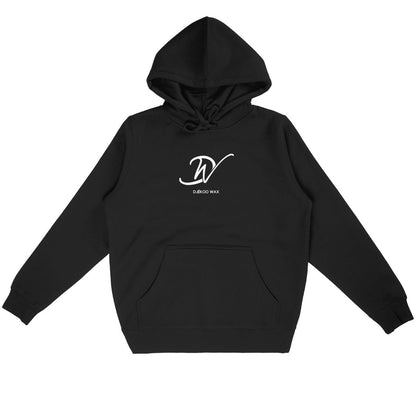 Sweat à capuche unisexe noir en coton bio avec logo Djêkoo Wax
