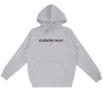 Sweat à capuche unisexe gris en coton bio avec design wax Bogolan