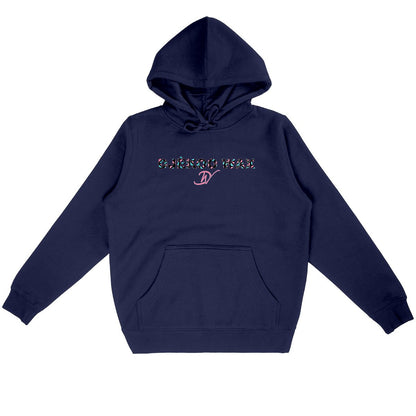 Sweat à capuche unisexe marine en coton bio avec design wax Bogolan
