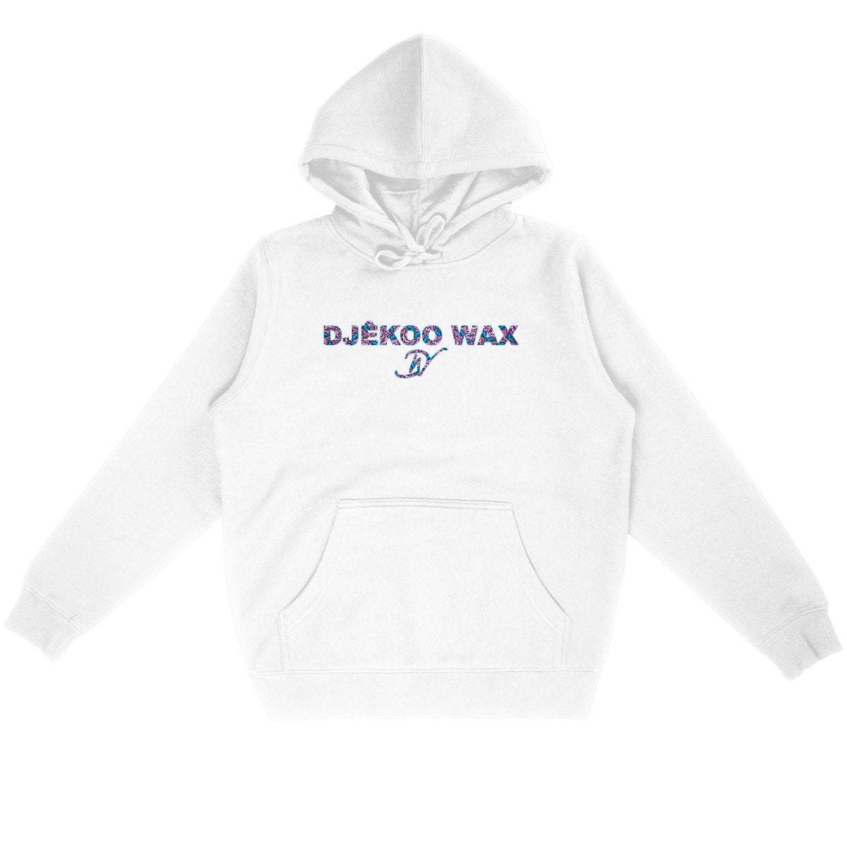 Sweat à capuche unisexe blanc en coton bio avec motif wax Fleurs de Mariage