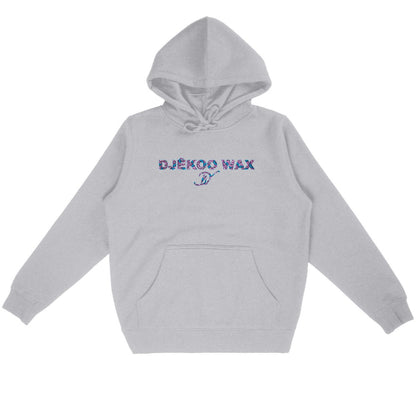 Sweat à capuche unisexe gris en coton bio avec motif wax Fleurs de Mariage