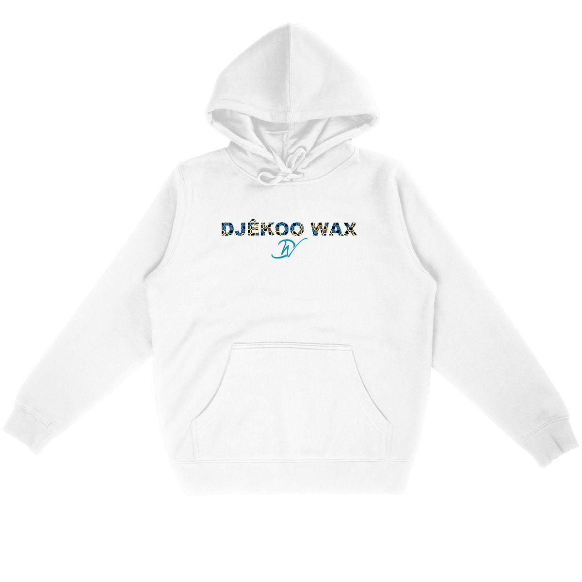 Sweat à capuche unisexe Wax ZigZag blanc en coton bio - Djêkoo Wax