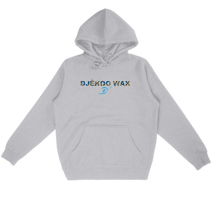 Sweat à capuche unisexe Wax ZigZag gris en coton bio - Djêkoo Wax
