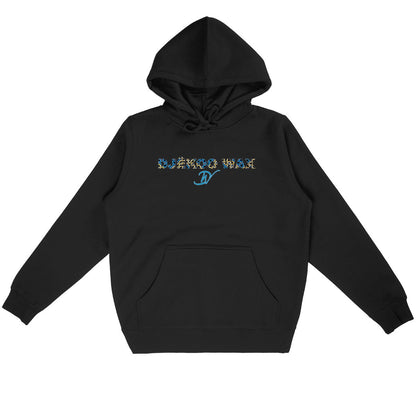 Sweat à capuche unisexe Wax ZigZag noir en coton bio - Djêkoo Wax