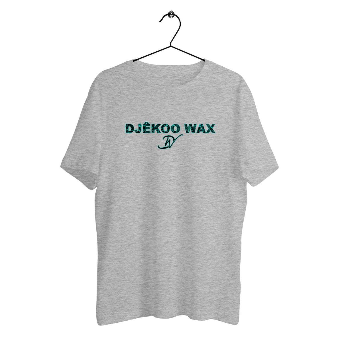 T-shirt bio unisexe gris avec motif Bogolan vert et noir