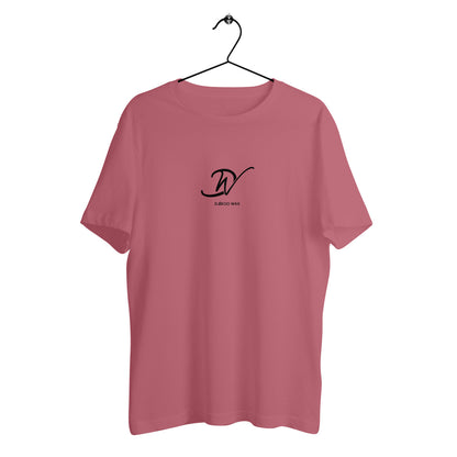 T-shirt unisexe rose en coton biologique avec logo signature DW Djêkoo Wax imprimé noir - Mode éthique