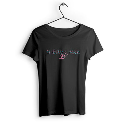 T-shirt femme noir en coton bio avec motif Bogolan