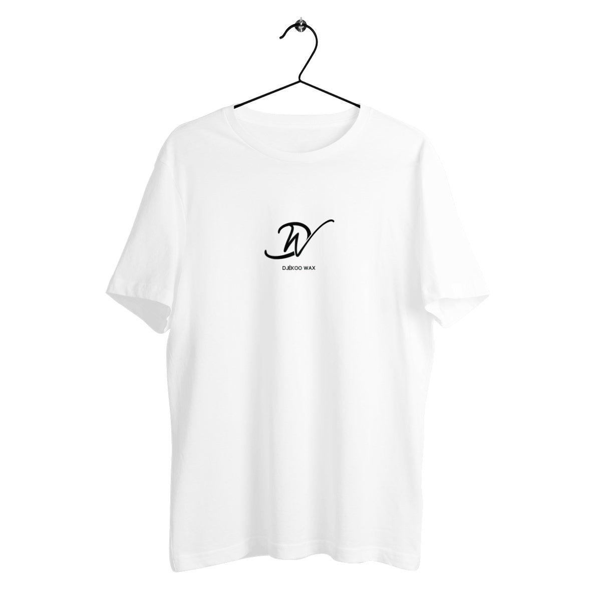 T-shirt unisexe blanc en coton bio GOTS avec logo Djêkoo Wax