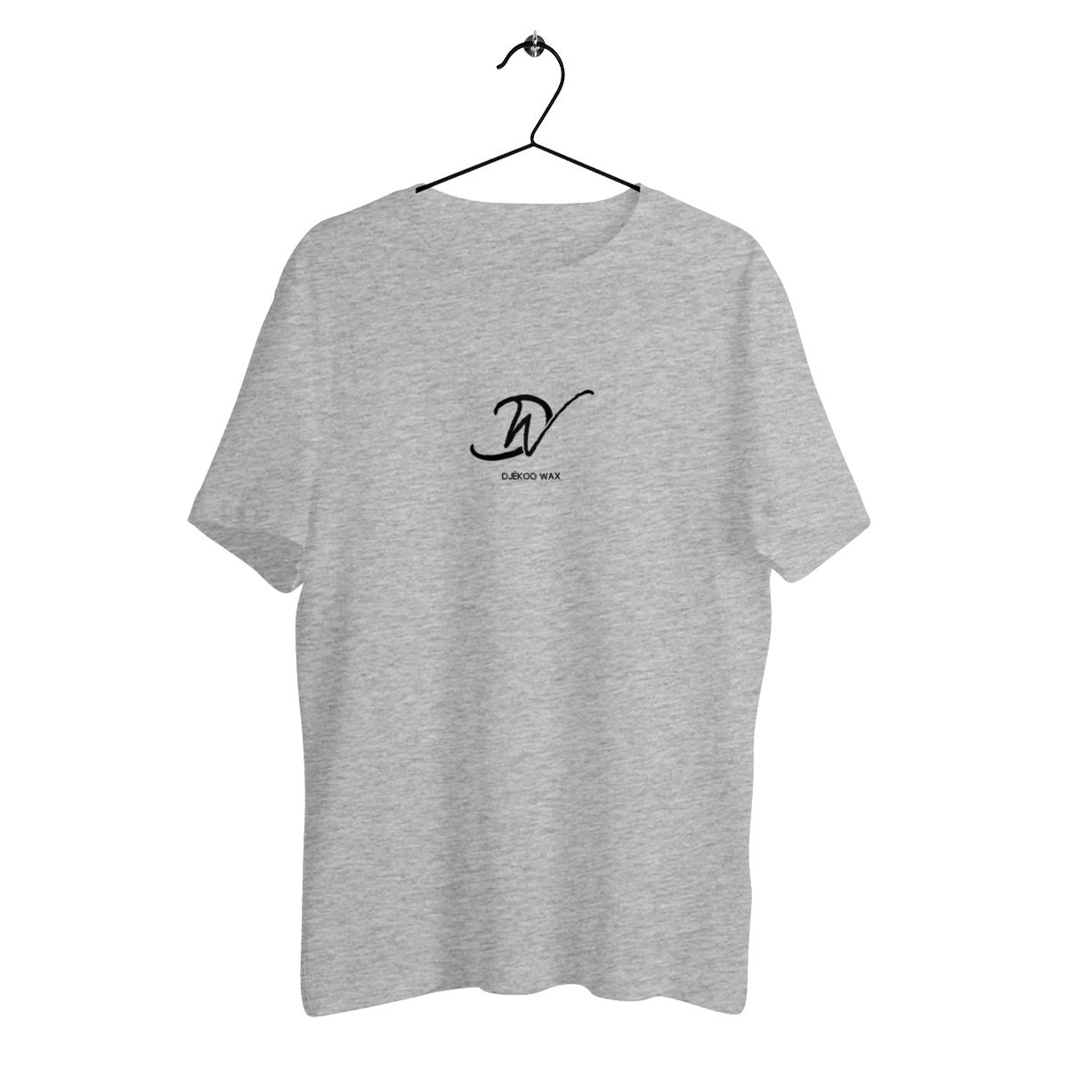 T-shirt unisexe gris en coton bio GOTS avec logo Djêkoo Wax
