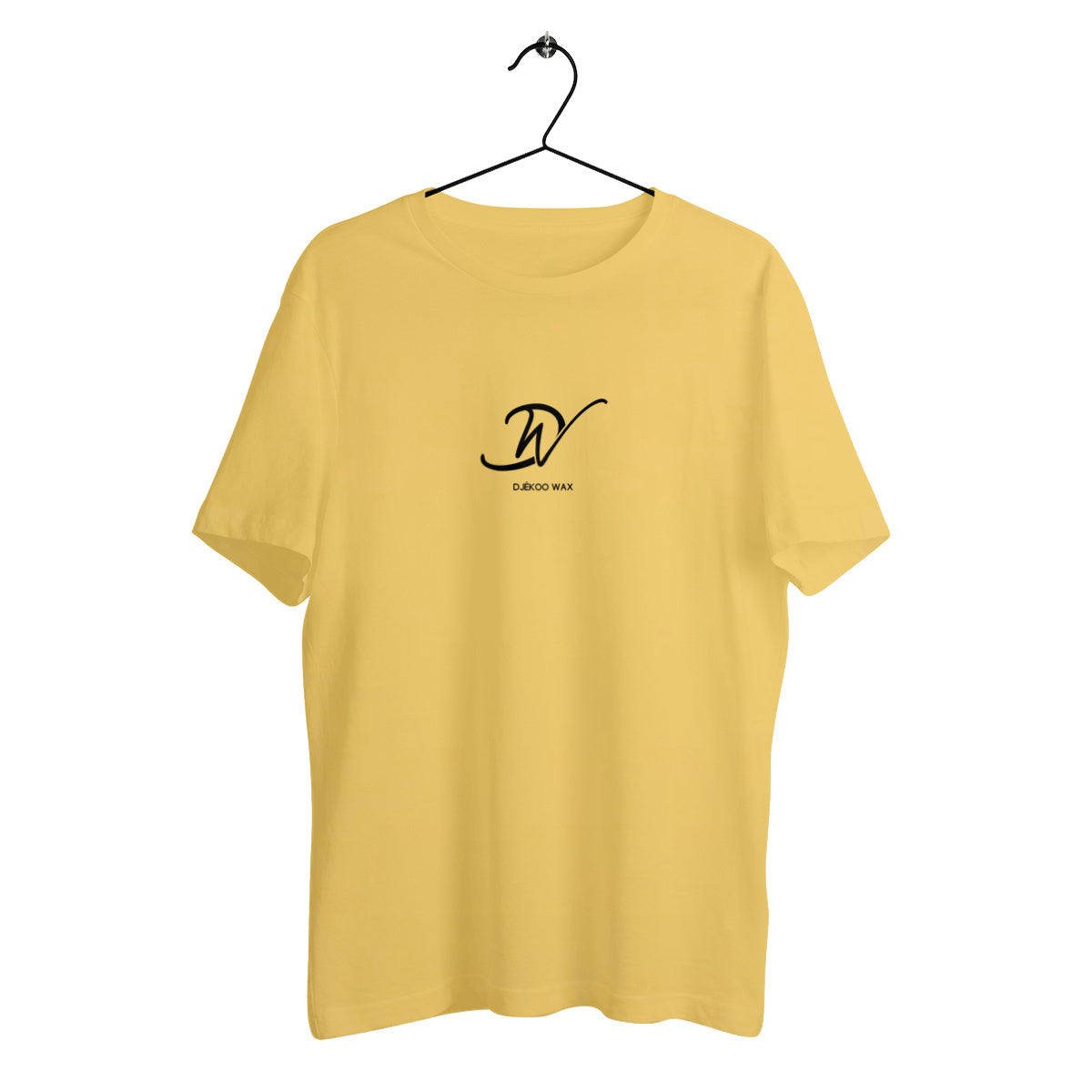 T-shirt unisexe jaune en coton bio GOTS avec logo Djêkoo Wax