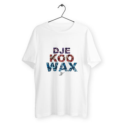 T-shirt wax africain unisexe blanc en coton bio avec imprimé graphique coloré Djêkoo Wax